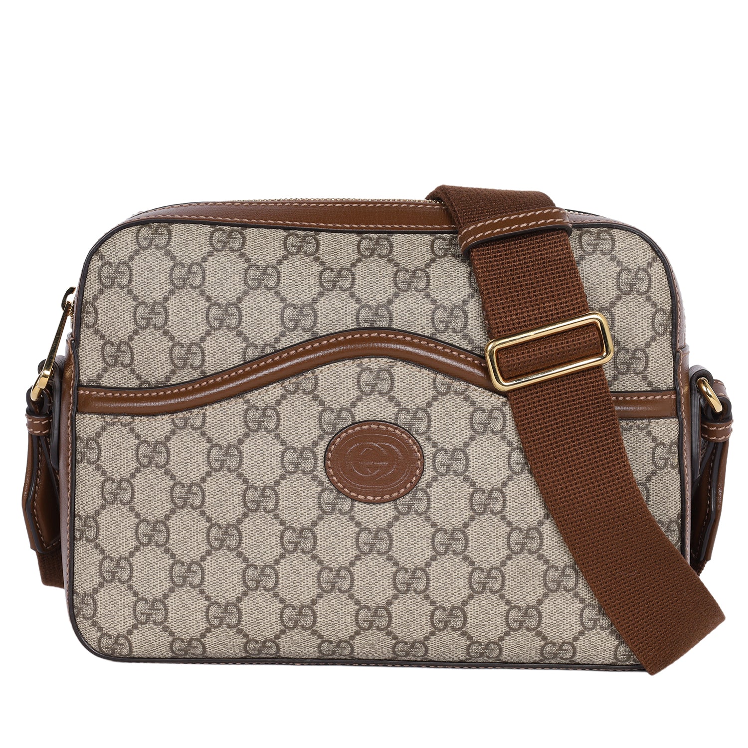 グッチメッセージバックGG Supreme Monogram Leather GUCCI GG Supreme Monogram Interlocking G Messenger Shoulder Bag