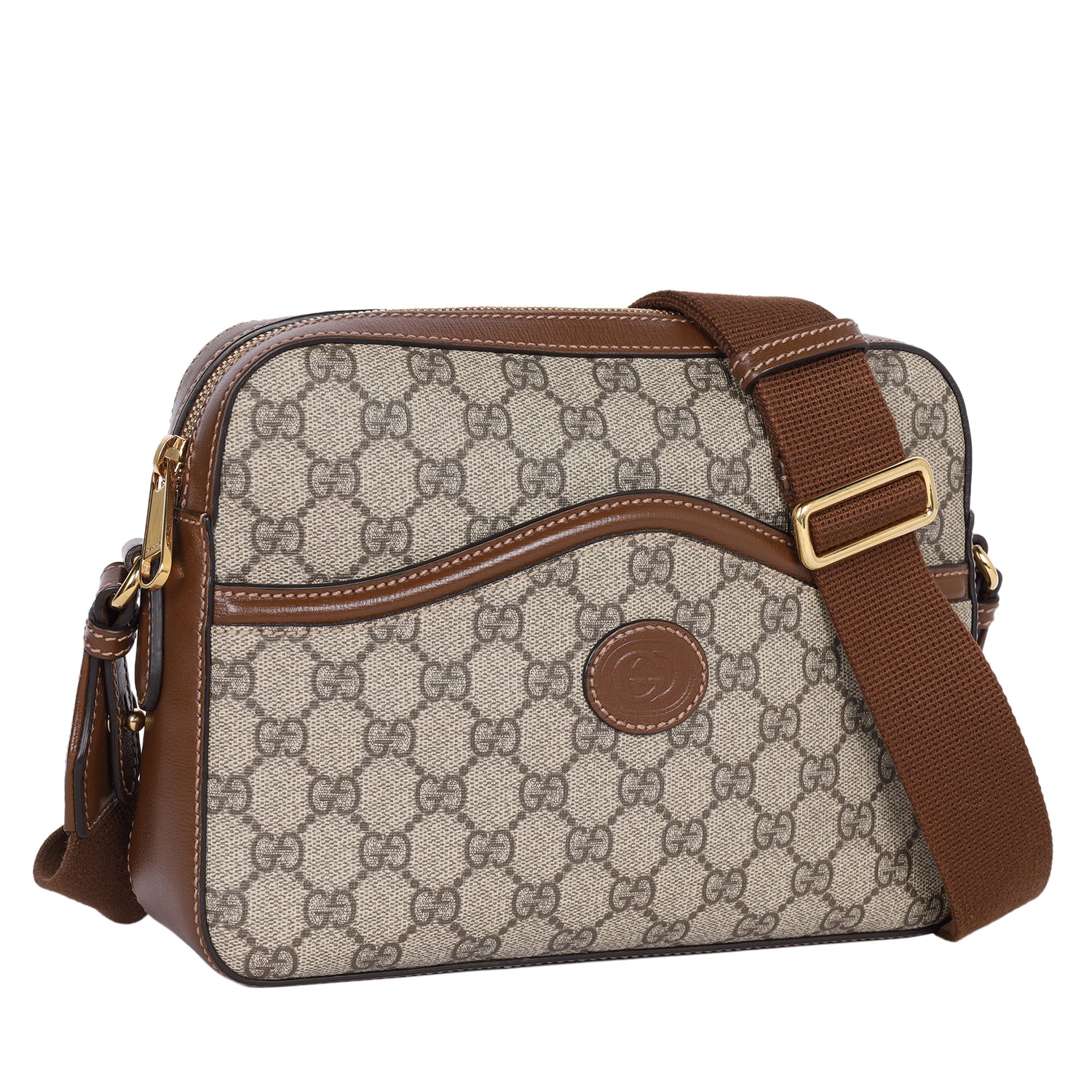 グッチメッセージバックGG Supreme Monogram Leather GUCCI GG Supreme Monogram Interlocking G Messenger Shoulder Bag