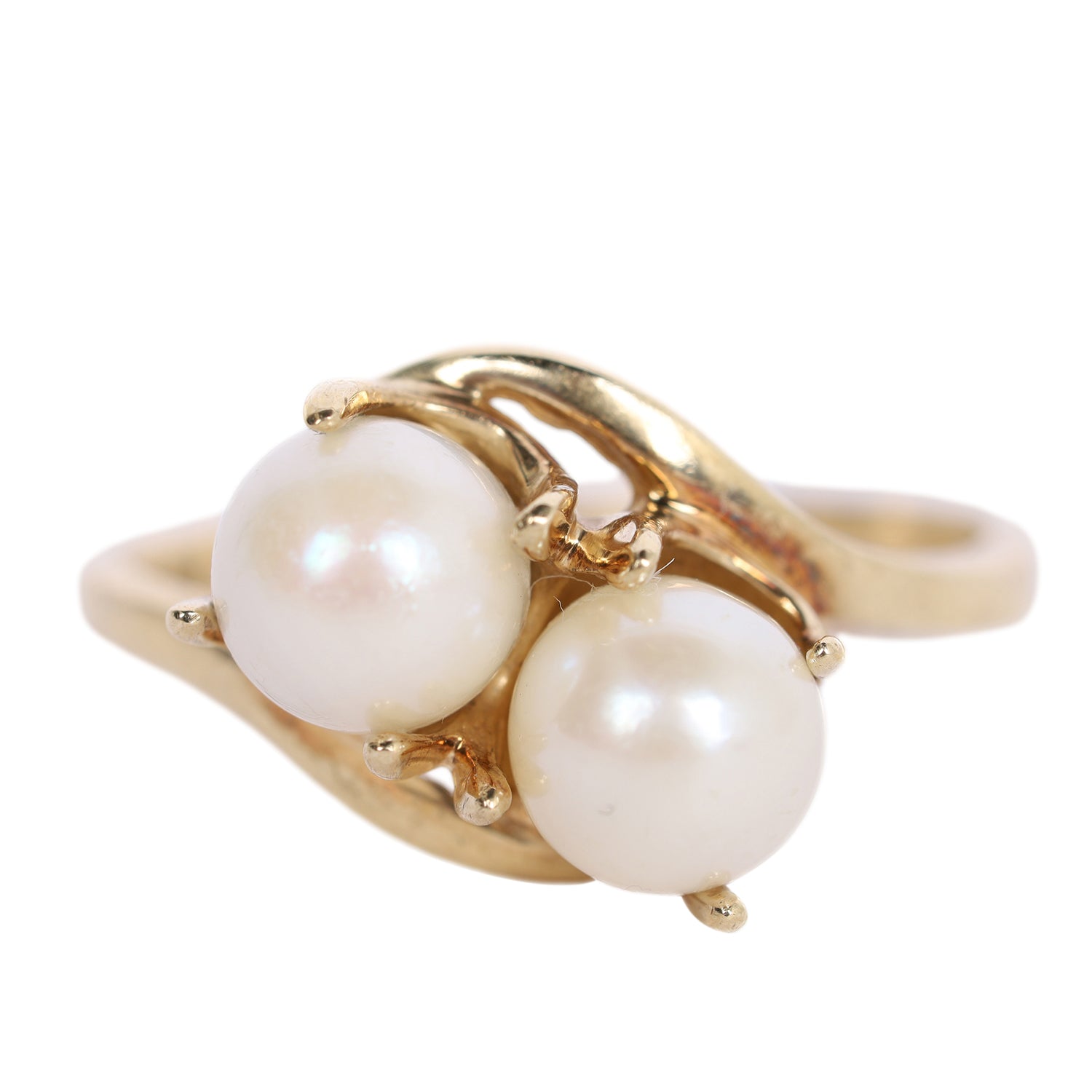 ESTATE JEWELRY COLLECTION Double Pearl Ring 10KT Size 6.5 – The