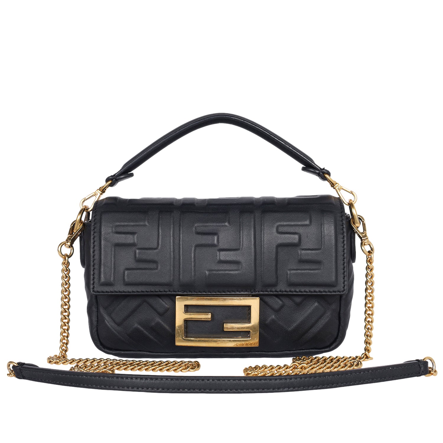FENDI FF Embossed 1974 Mini Baguette Shoulder Bag – The Lady Bag