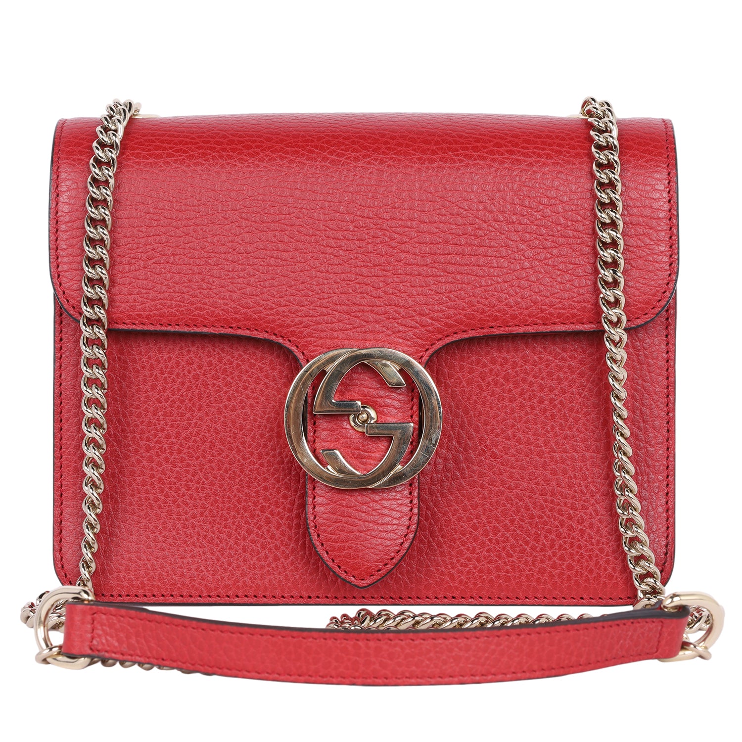 GUCCI Leather Small Interlocking G Shoulder Bag – The Lady Bag