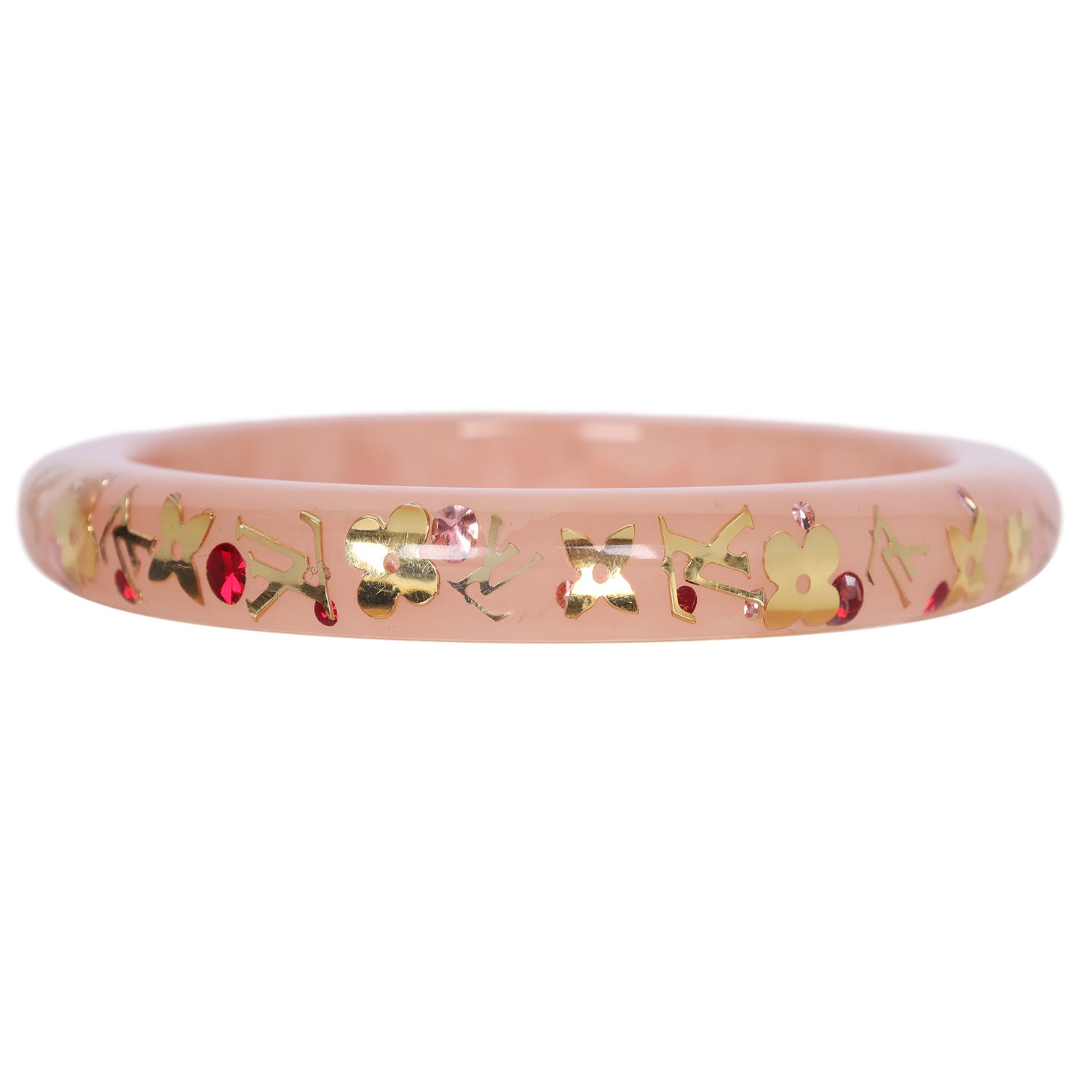 Louis Vuitton Women\'s Daily Confidential Pink and Brown Bangle Bracelet LOUIS VUITTON Louis Vuitton Monogram Bracelet Bangle Leather  main image 3