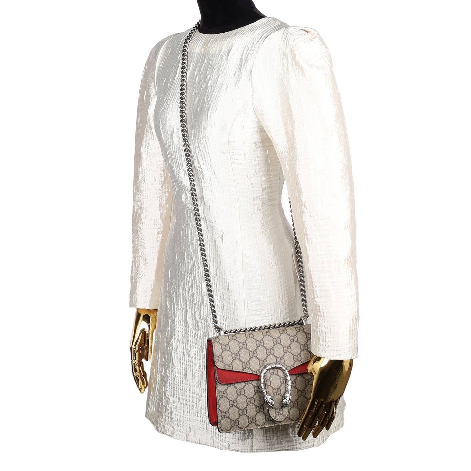 GUCCI GG Supreme Monogram Mini Dionysus Shoulder Bag Hibiscus Red
