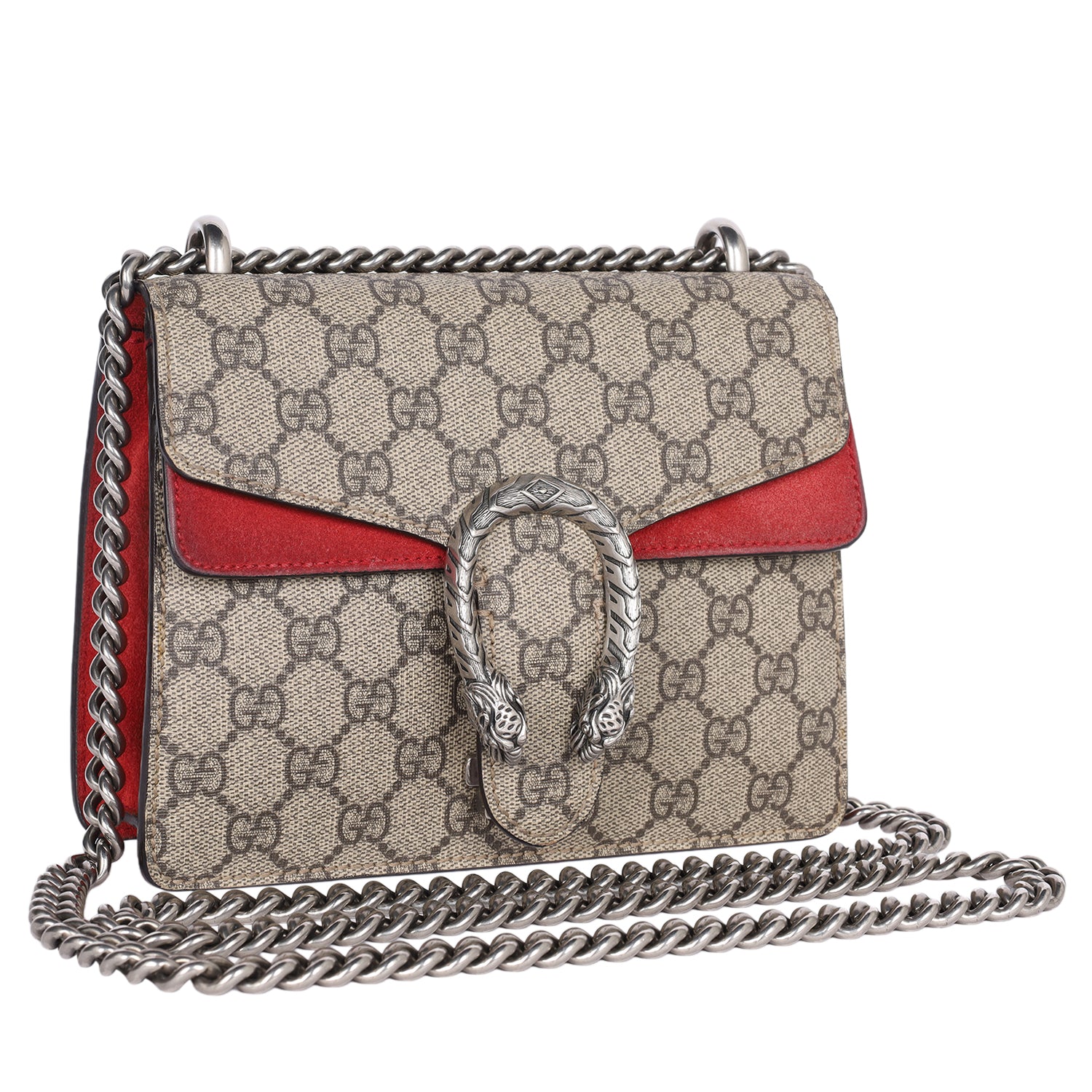 GUCCI GG Supreme Monogram Mini Dionysus Shoulder Bag Hibiscus Red