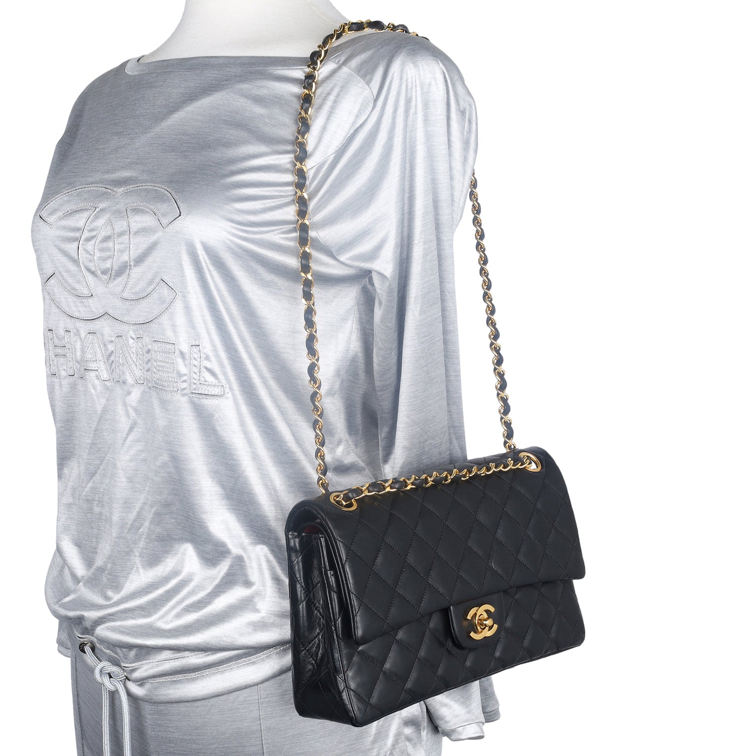Chanel Pre-owned Medium Double Flap Shoulder Bag - Black
