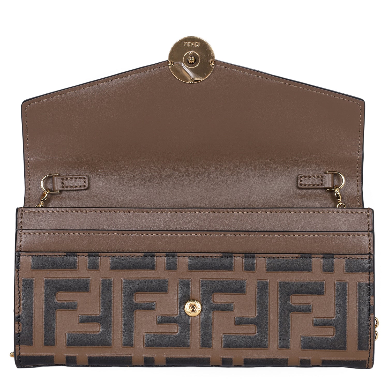 FENDI名刺入れCC CASE VIT.SOFT STAMPA FF 1974 FENDI Vitello Soft F is Fendi Bi-Color FF 1974 Embossed Envelope