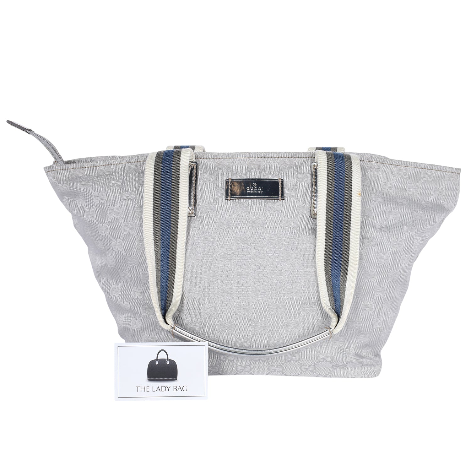 GUCCI GG Monogram Supreme Shoulder Bag Silver – The Lady Bag