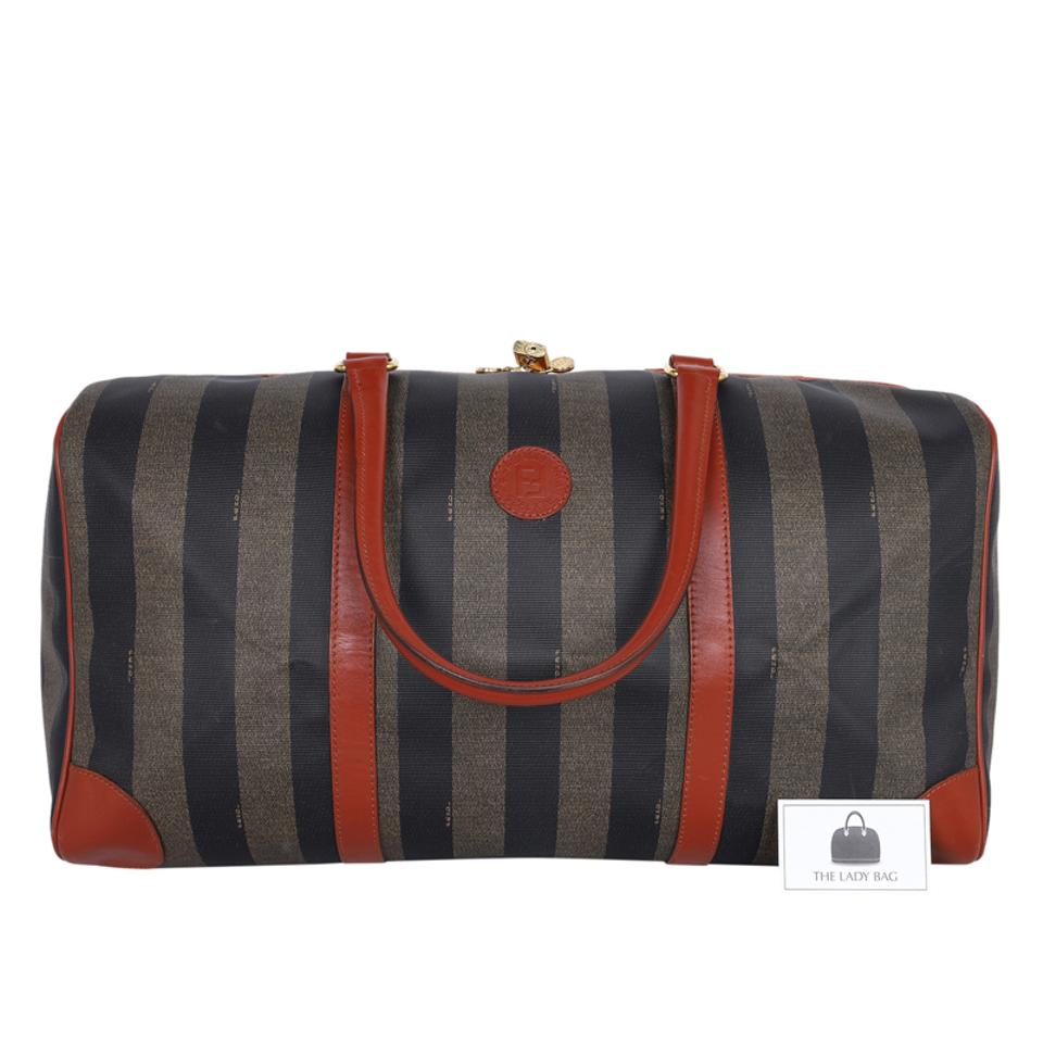 Fendi Zucca Striped Duffle Weekend Travel Bag – The Lady Bag