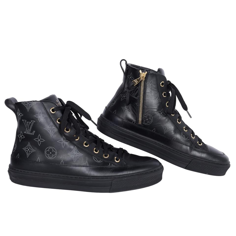 Louis Vuitton Gold Embossed Leather Punchy High Top Sneakers Size 37