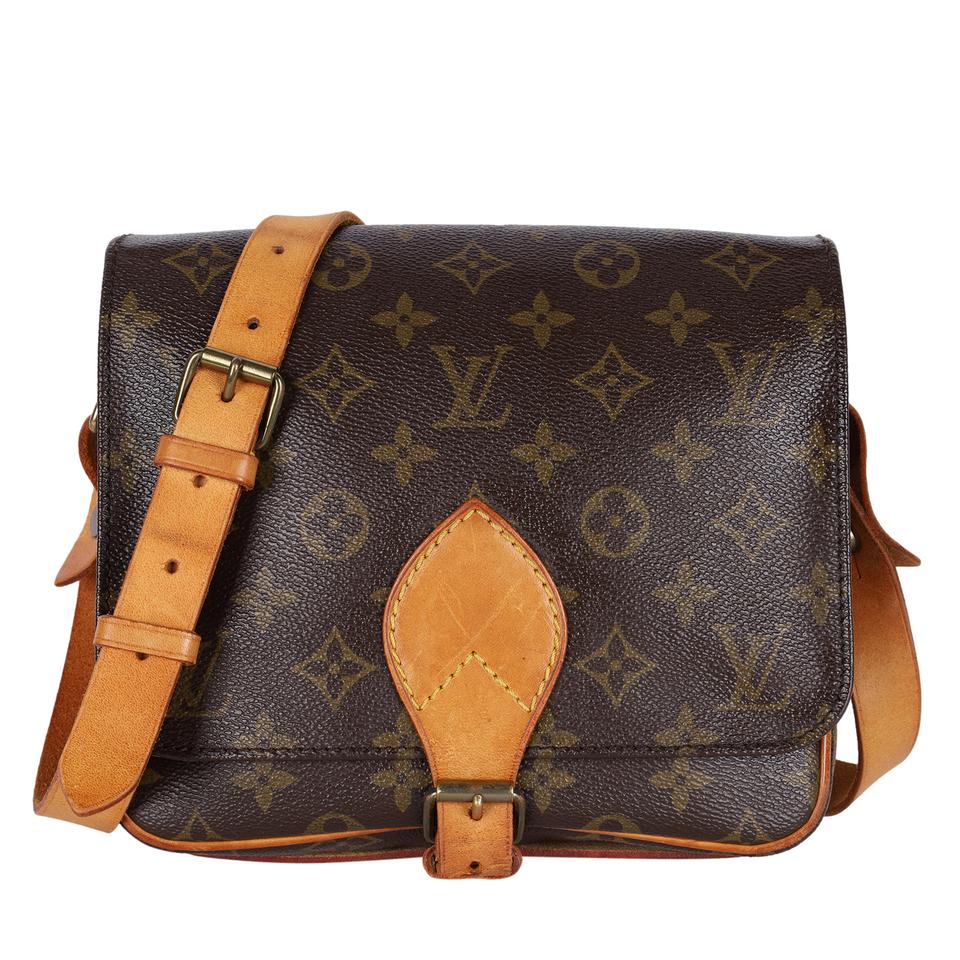 Monogram Canvas Leather Cartouchiere MM Crossbody Bag (Authentic Pre-Owned)