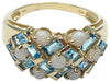 14k Opal and Blue Topaz Cluster Ring (Authentic Pre-Owned)