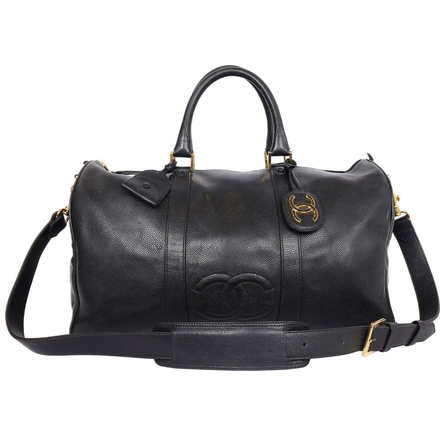Chanel Black Leather CC Boston Bag Chanel