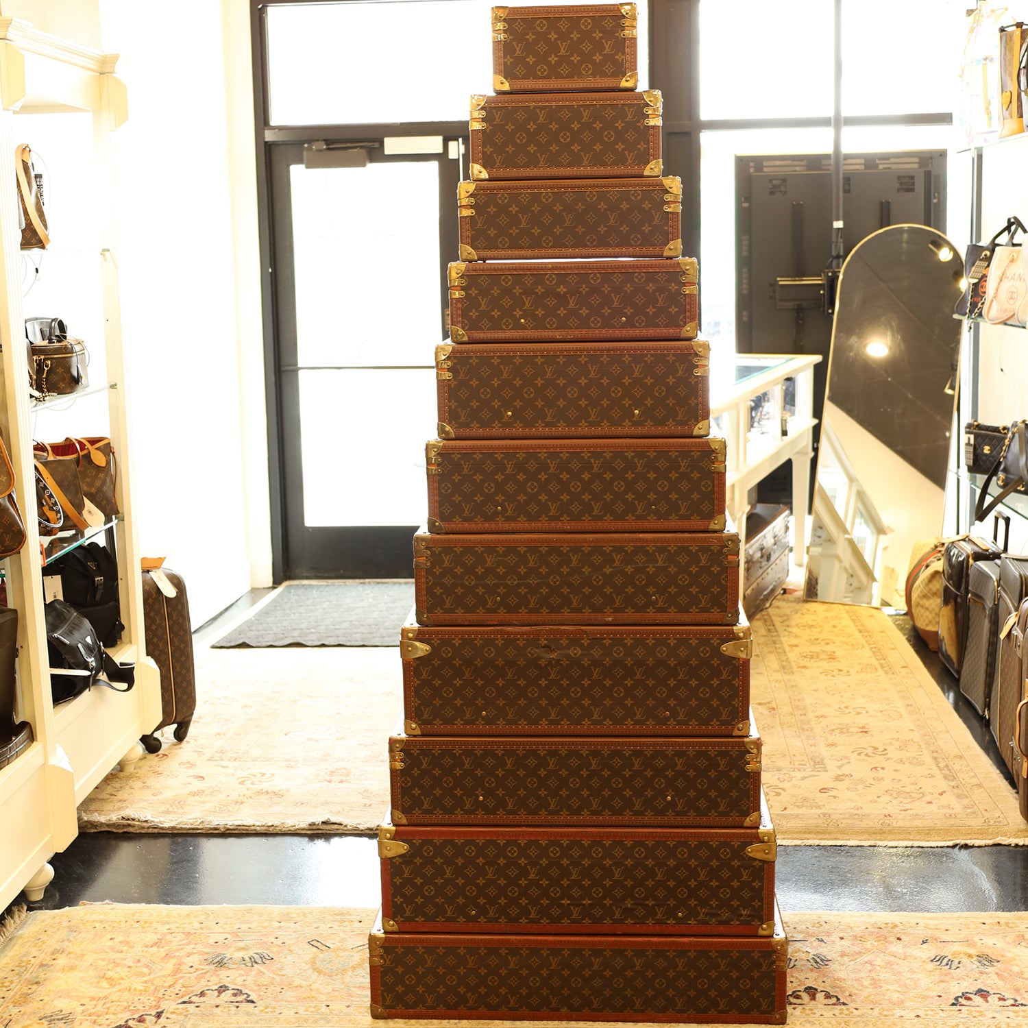 Louis Vuitton Monogram Alzer 11 Piece Stacking Hard Case Trunk Set