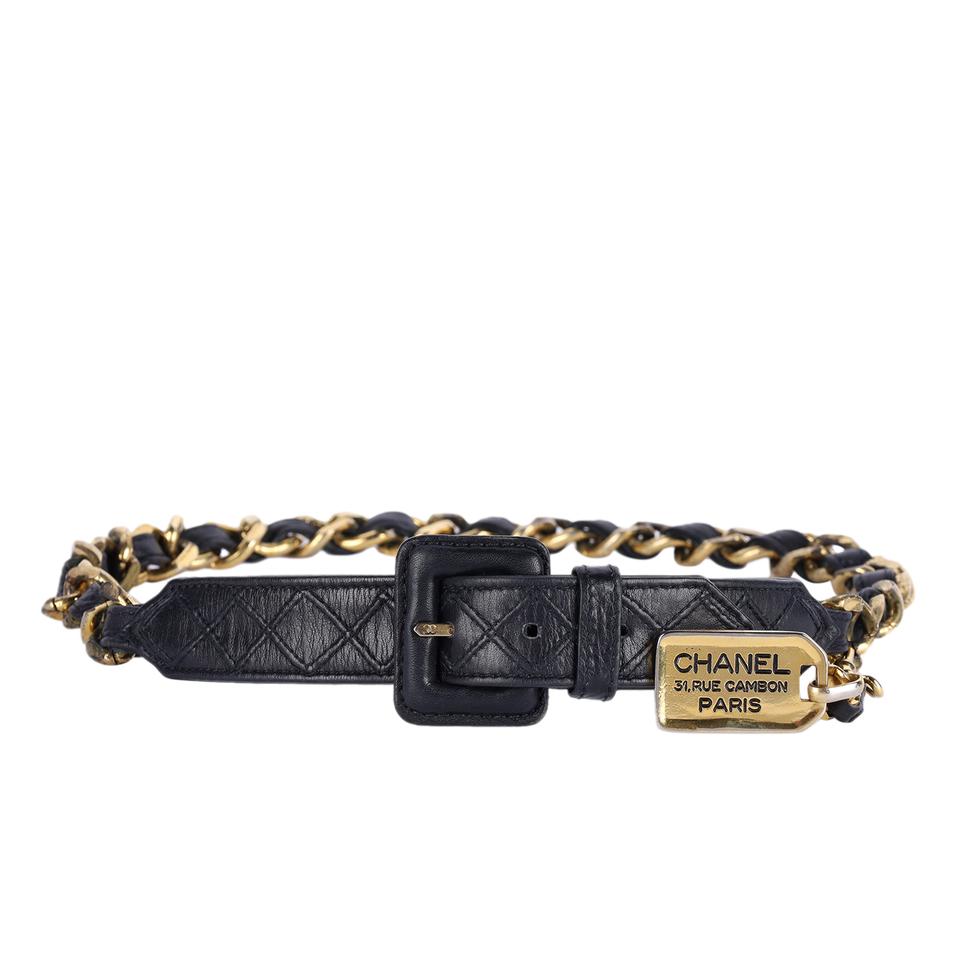 Chanel Vintage Black Leather Gold Chain Belt XS – The Lady Bag