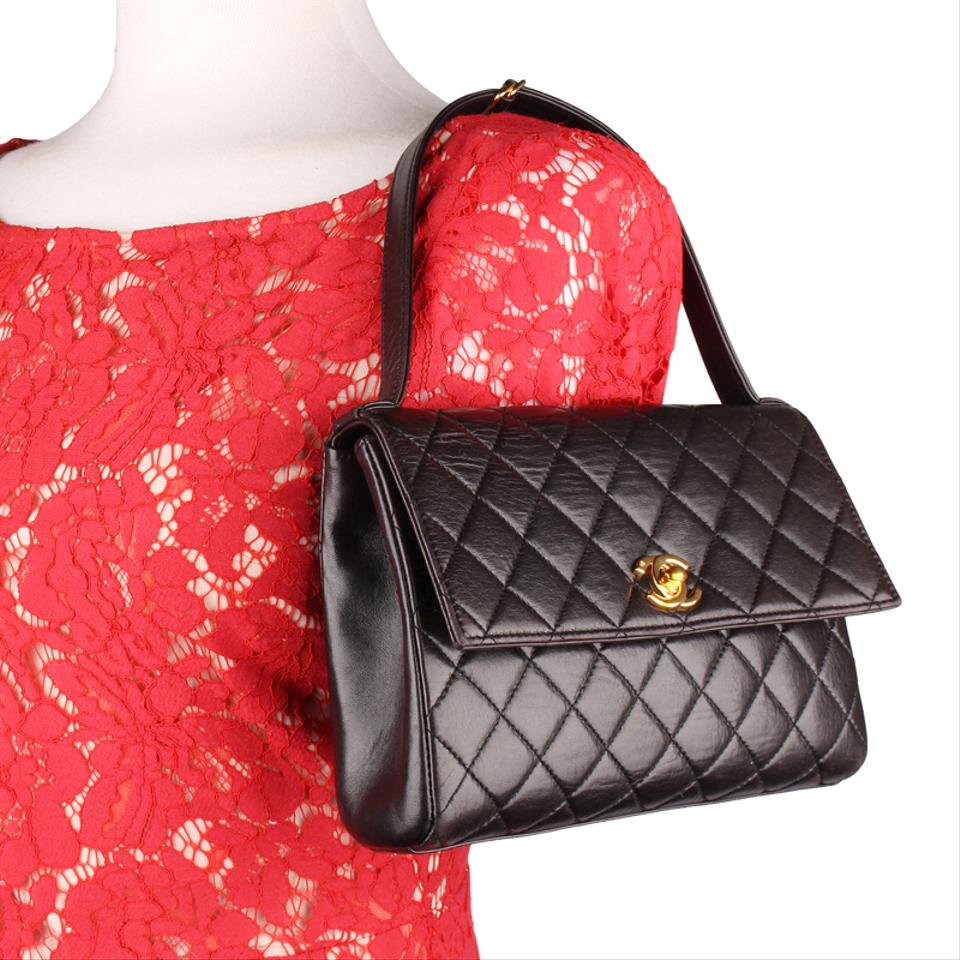 Black Quilted Caviar Leather Medium Classic Top Handle Flap Bag