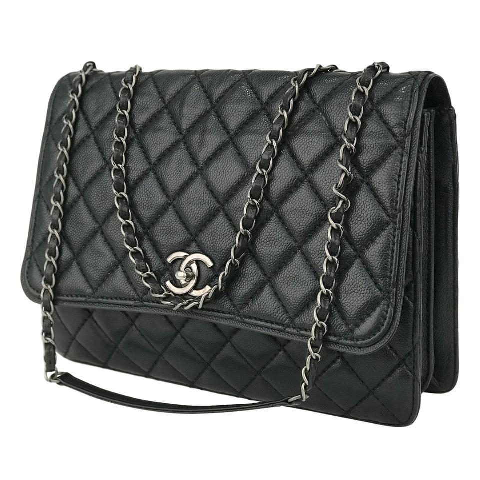 Chanel Classic Quilted Cc Key Holder Black Caviar
