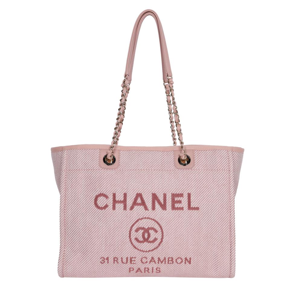 Chanel Deauville Medium Tote Bag Canvas Red