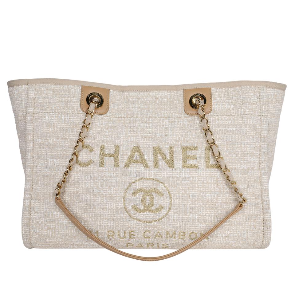 Chanel Beige Quilted Glazed Leather Front Pocket Large Tote Bag