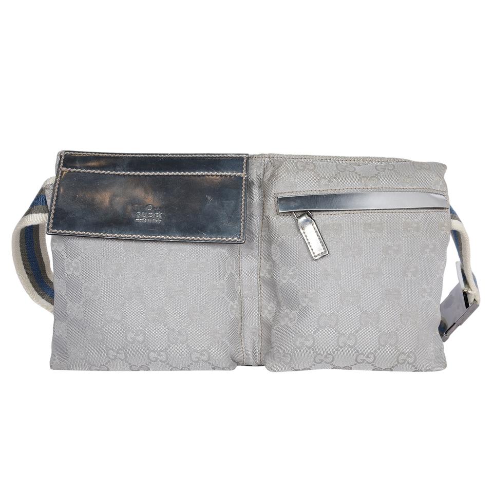 Vær forsigtig fantom Vandret GG Monogram Web Double Pocket Belt Bag Silver (Authentic Pre-Owned) – The  Lady Bag