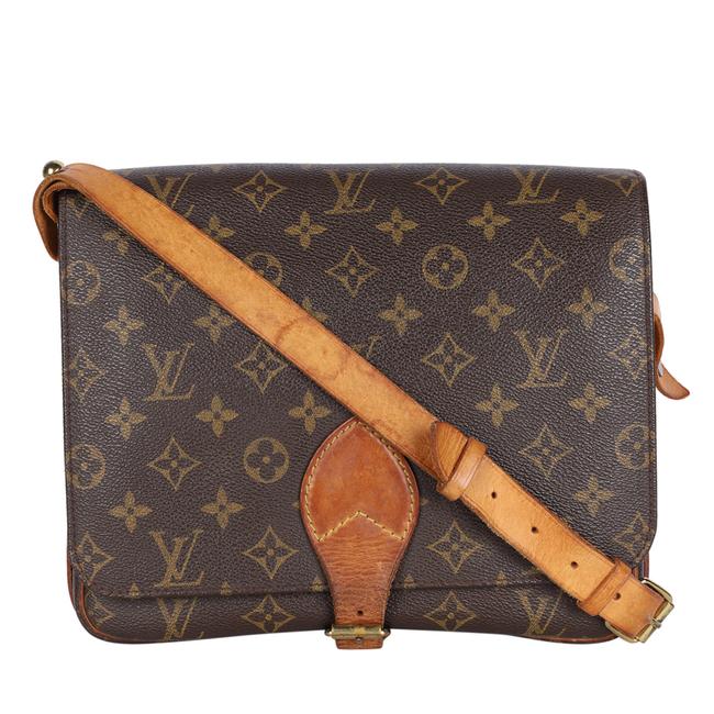 Leather Monogram Canvas Cartouchiere GM (Authentic Pre-Owned