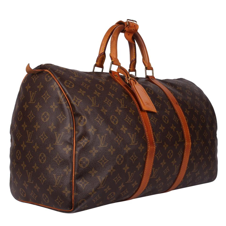 Authentic Louis Vuitton Monogram Keepall 50 Travel Bag with