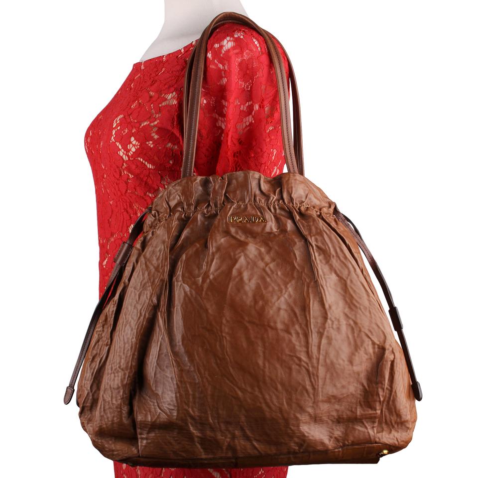 Vintage Prada Brown Nappa Leather Shoulder Bag