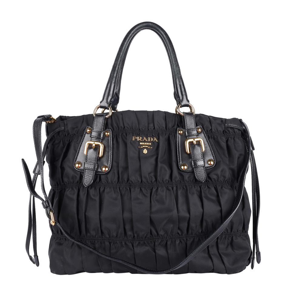 Prada, Bags, Authentic Prada Nylon Leather Black And White Handbag