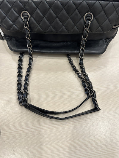 Iridescent Calfskin Chic Quilted Bowling Bag