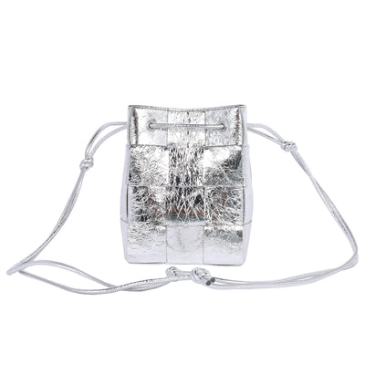 Cassette Strapped Mini Bucket Bag Silver