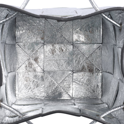 Cassette Strapped Mini Bucket Bag Silver