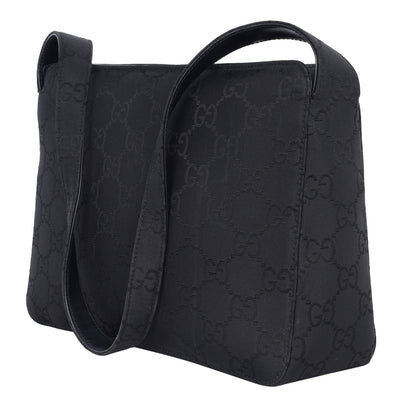 GG Canvas Leather Shoulder Bag Medium Black