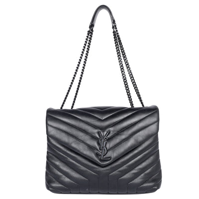 Calfskin Y Quilted Monogram Monochrome Medium Loulou