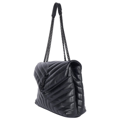 Calfskin Y Quilted Monogram Monochrome Medium Loulou