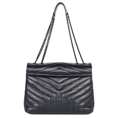Calfskin Y Quilted Monogram Monochrome Medium Loulou