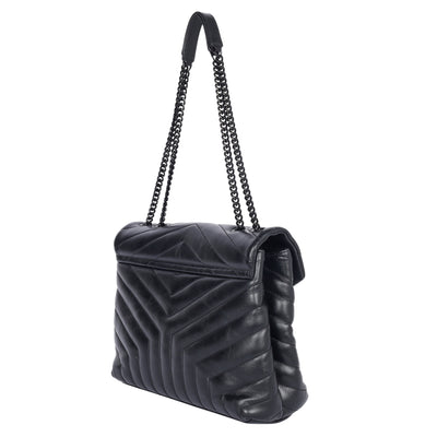 Calfskin Y Quilted Monogram Monochrome Medium Loulou