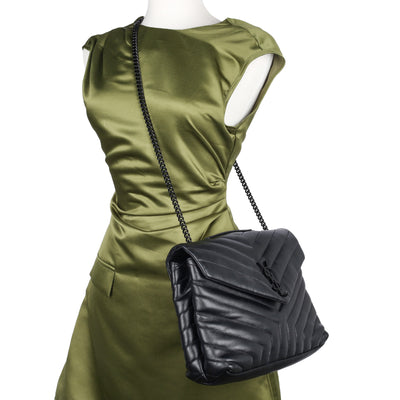 Calfskin Y Quilted Monogram Monochrome Medium Loulou