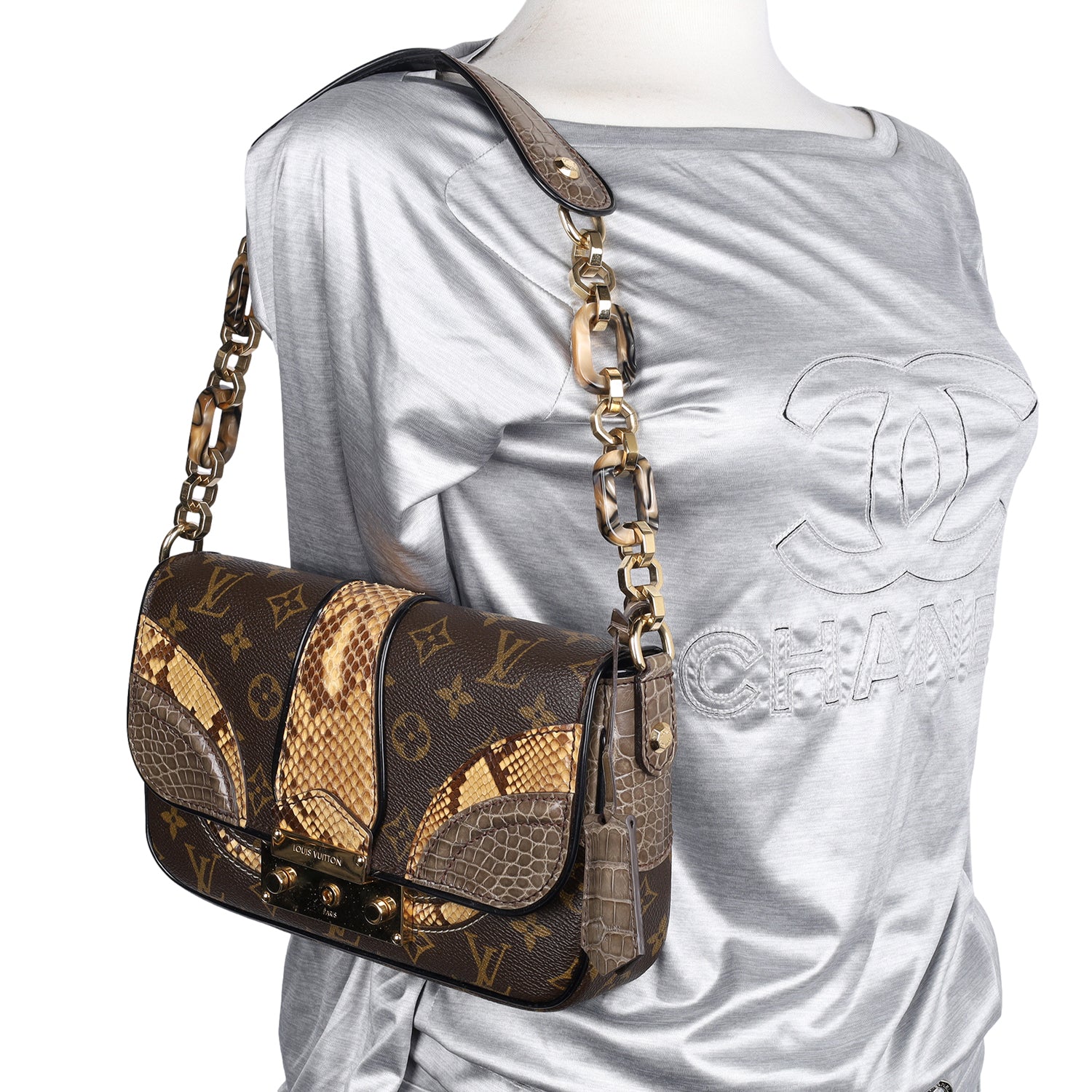 Louis Vuitton Python Very Chain Leather Shoulder Bag