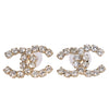 CC Logo Gold Crystal Pierced Earrings