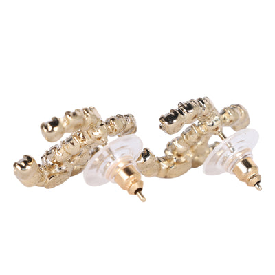 CC Logo Gold Crystal Pierced Earrings