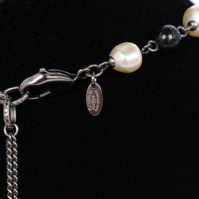 Pearl Bead Enamel CC Baroque Long Necklace