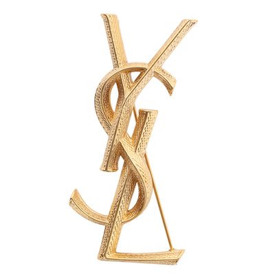 Goldtone YSL Logo Brooch