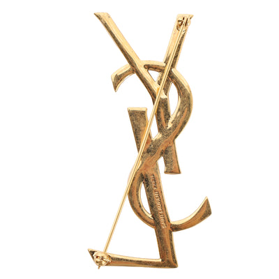 Goldtone YSL Logo Brooch