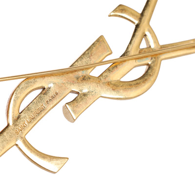 Goldtone YSL Logo Brooch