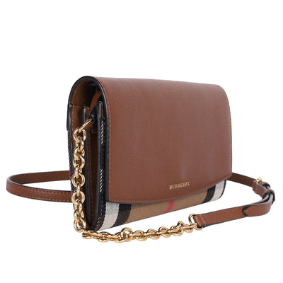 House Check Henley Leather Chain Wallet