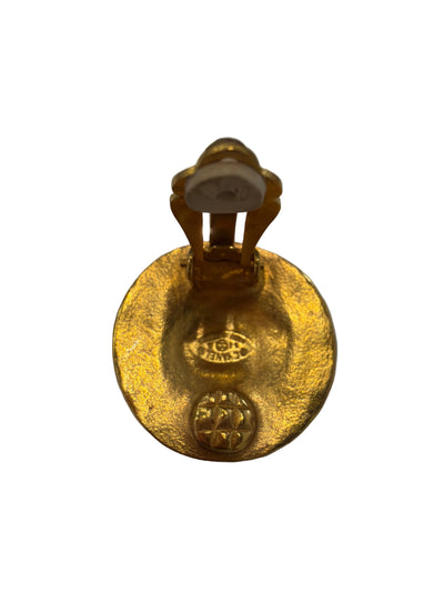 Round Gold Clip Earrings