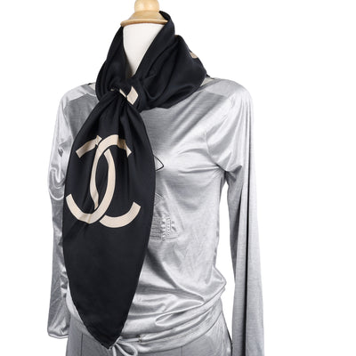 Vintage Chanel CC Logo Silk Scarf