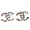 CC Logo Silver Crystal Pierced Earrings