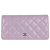 Lambskin Quilted Long Wallet Lavender
