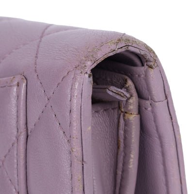 Lambskin Quilted Long Wallet Lavender