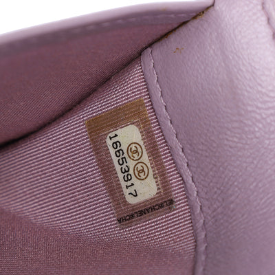 Lambskin Quilted Long Wallet Lavender